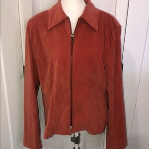 Dress Barn Women's Bomber Jacket in Rust Suede
